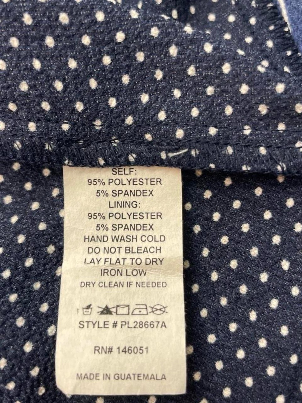 Monteau Navy and White Polka Dot Tie-Neck Blouse - Picture 4 of 4